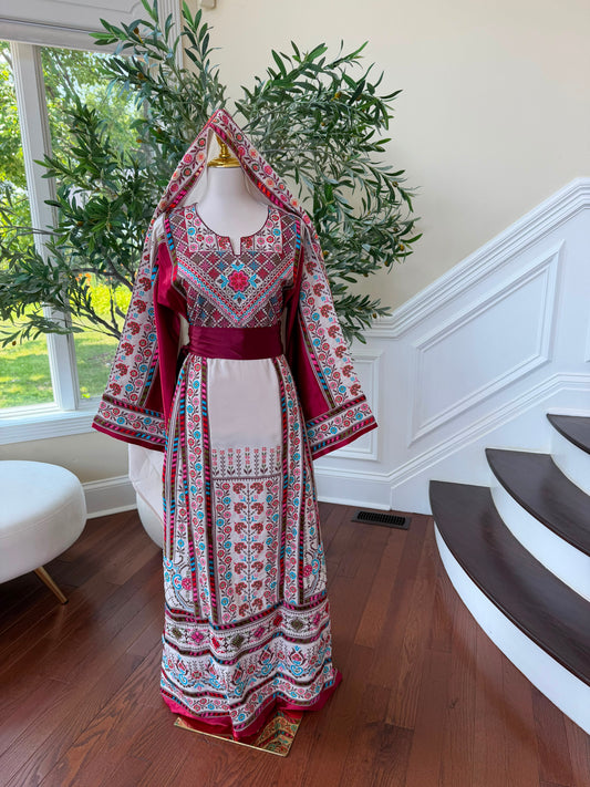 Cream Embroidery Tatreez Thobe