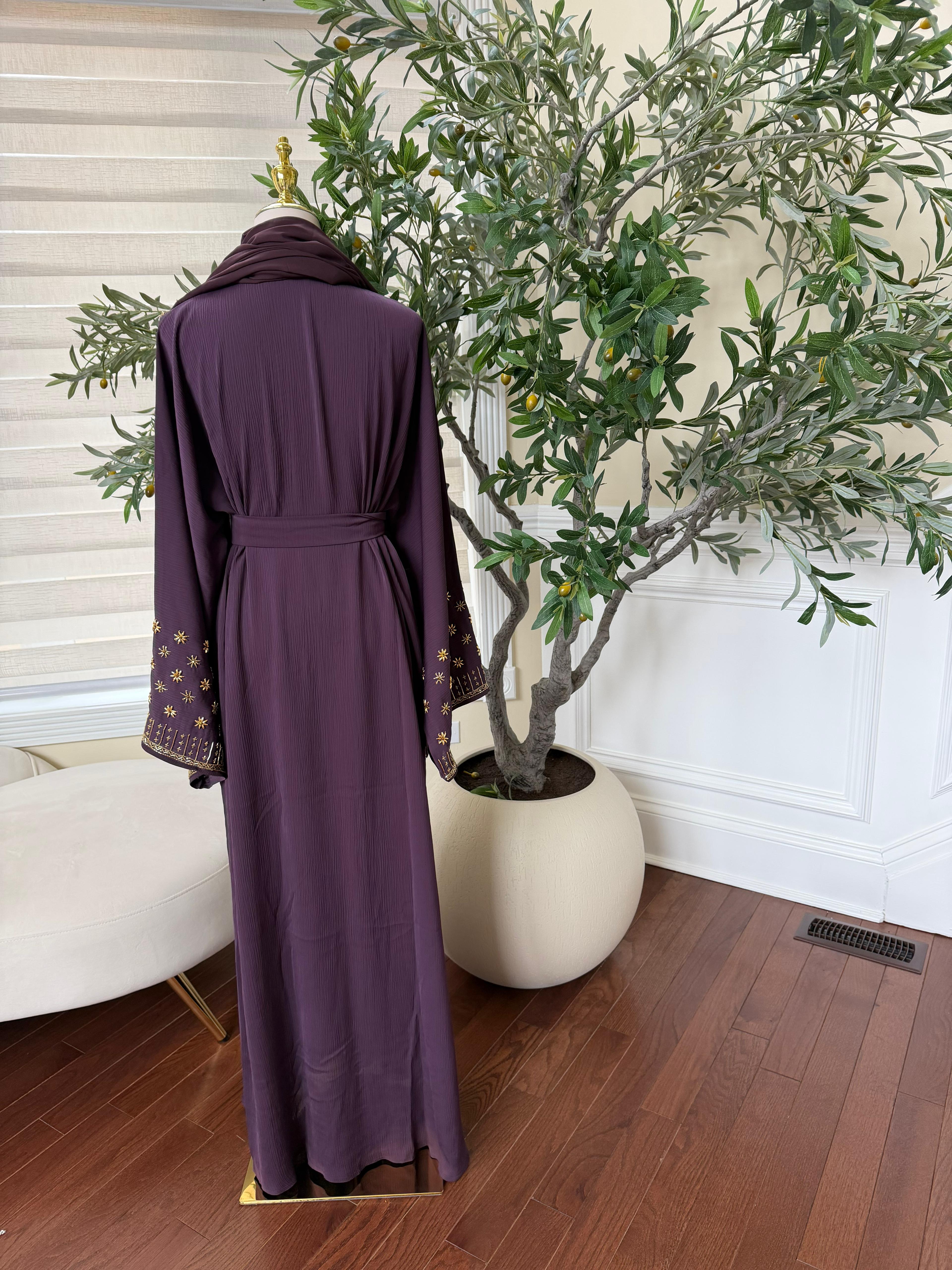 Purple Golden Nujum Abaya