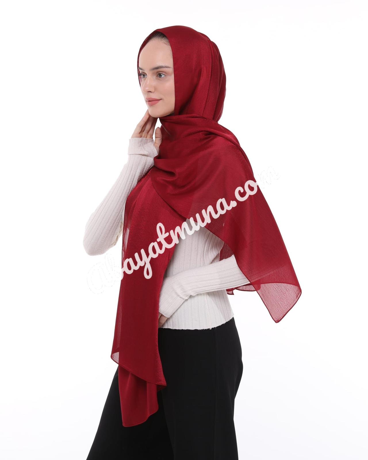 Red Satin Hijab/ Shal