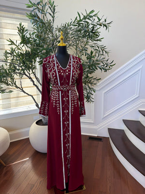Royale Red Beaded Two Piece Kuftan