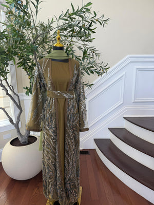 Olive Luxe Sparkle Cardigan Abaya