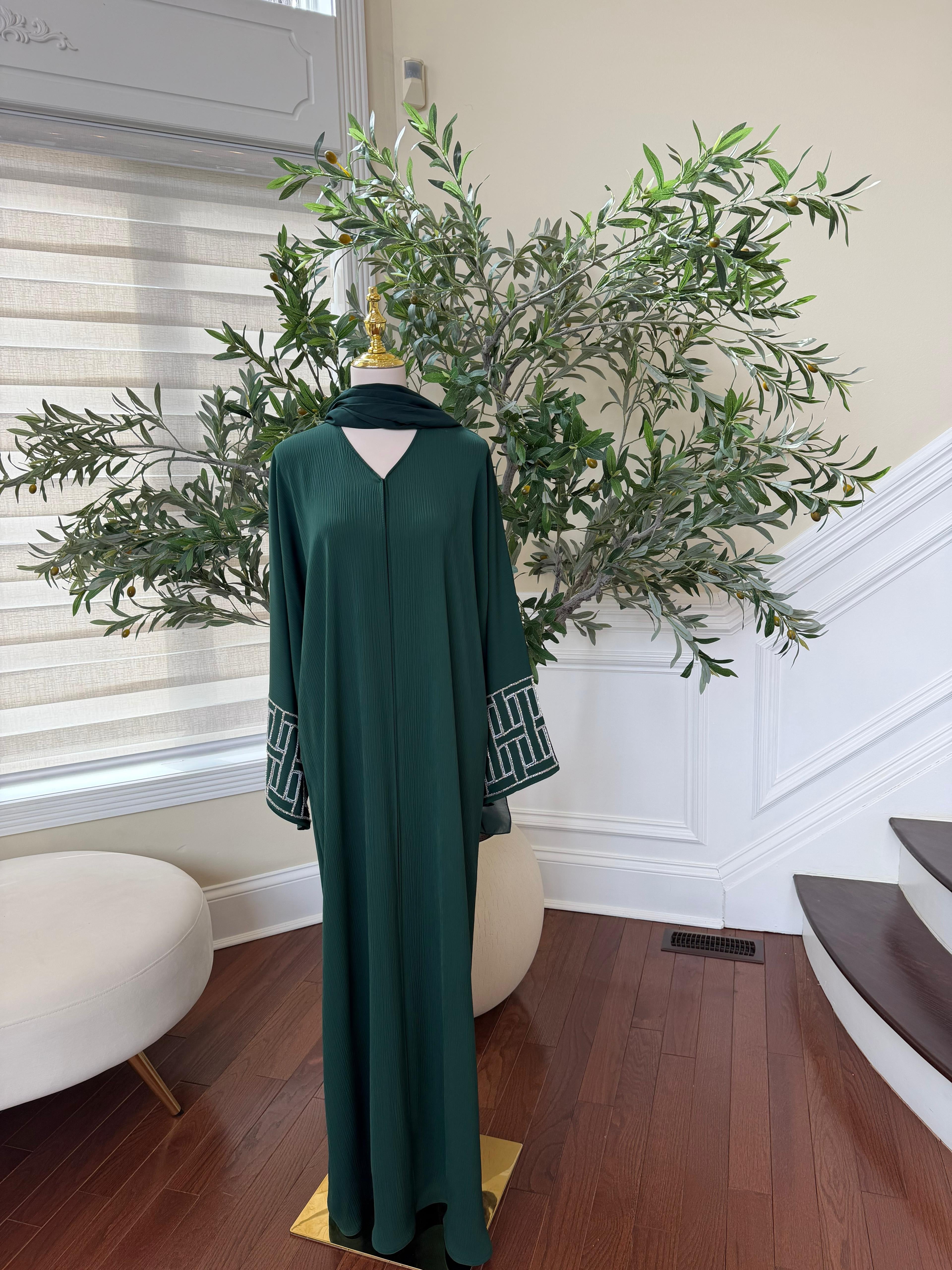 Green Silver Essence Abaya