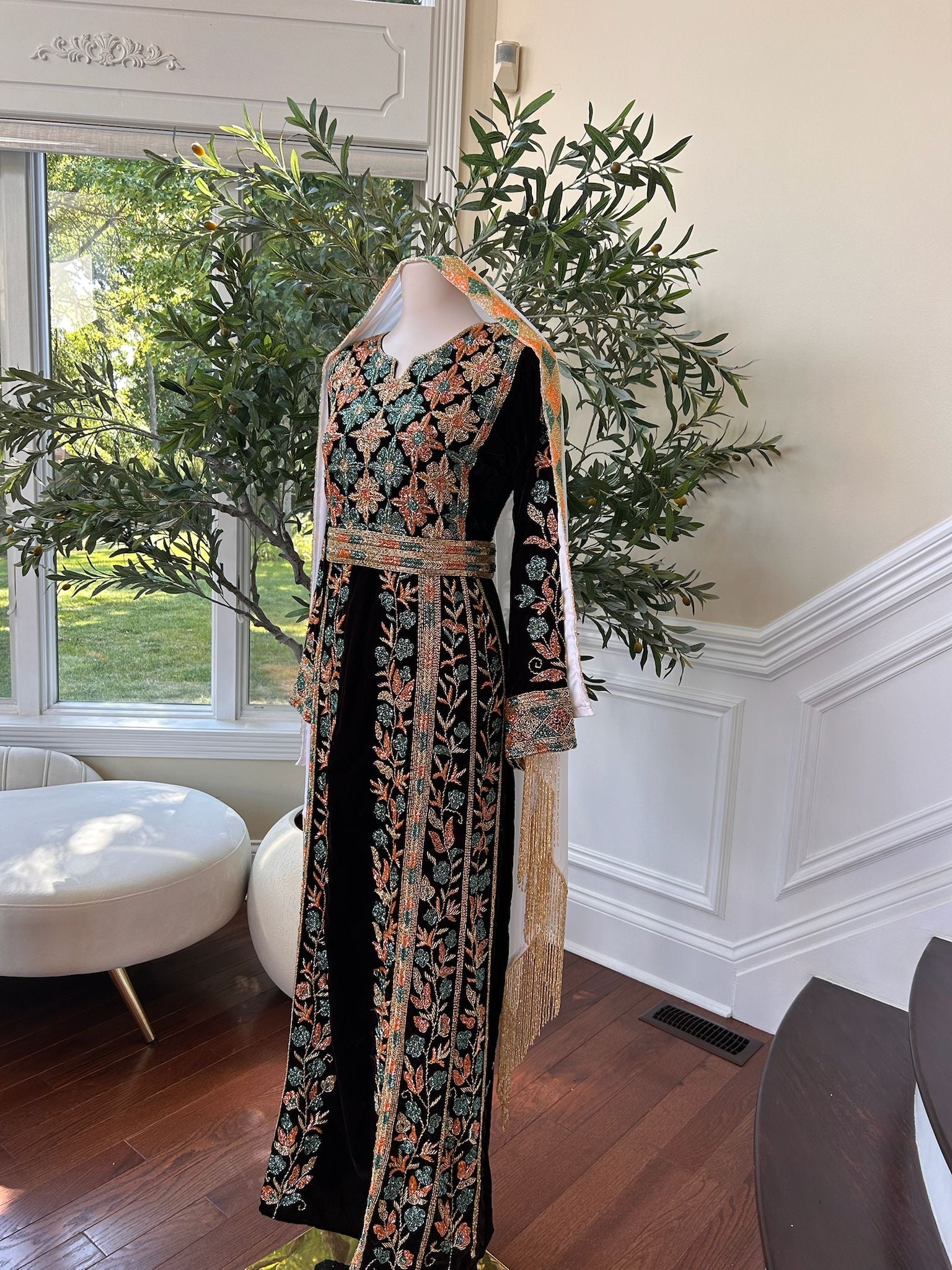 Brown Velvet Stone Thobe