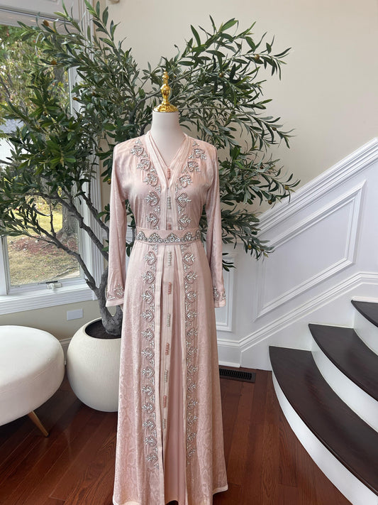 Soft Pink Elegance Beaded Kuftan