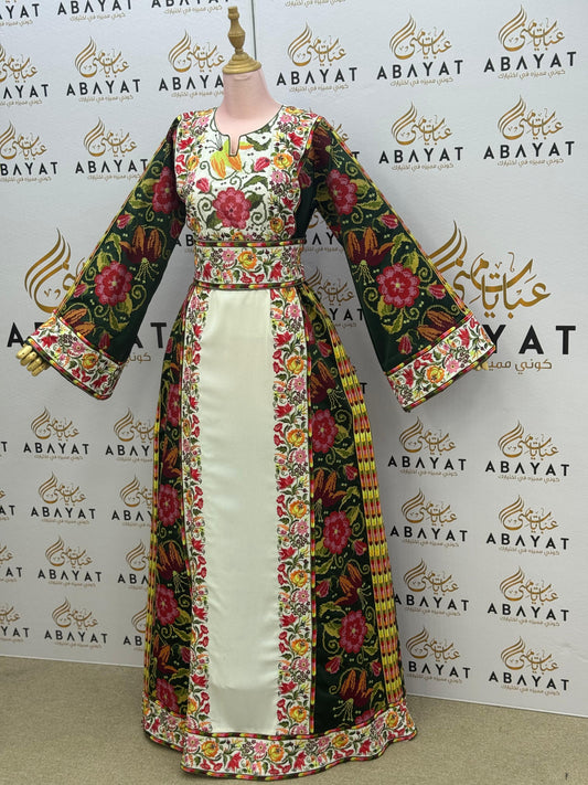 White Emerald Majesty Floral Thobe