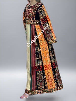 Embroidered Palestinian Dress Long Sleeves #A8890