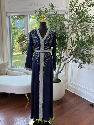 Blue Royal Floral Kuftan