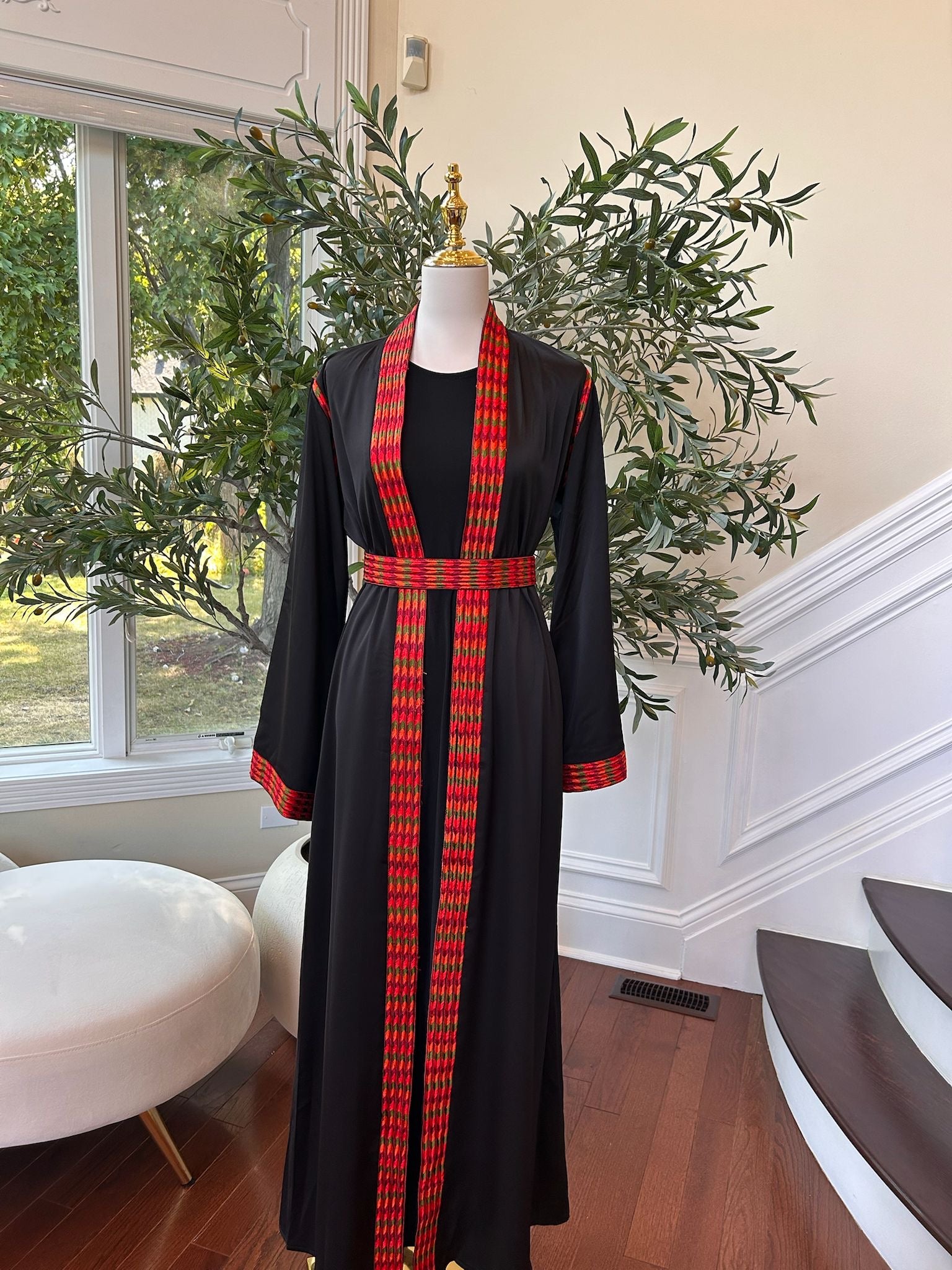 Black Embroidery Tatreez Thobe