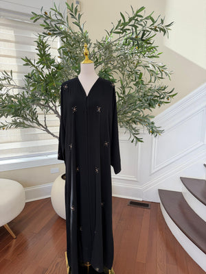 Nujum Ramadan Golden Embellished Black Abaya