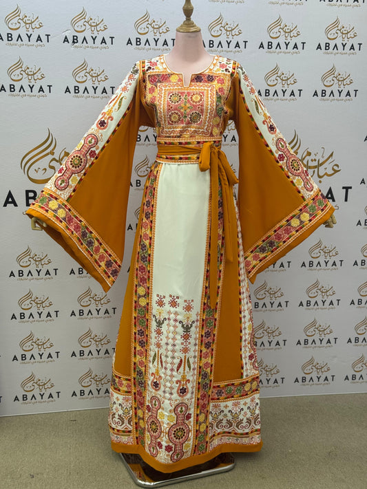 Mustard Bloom Heritage Embroidered Thobe