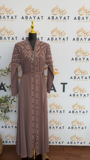 Elegant Floral Pink Zipper Abaya