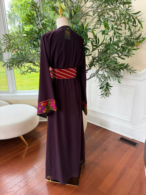 Purple Tatreez Embroidery Floral Thobe