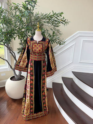 Navy Blue Embroidery Tatreez Thobe