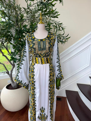 White Embroidery Beaded Thobe