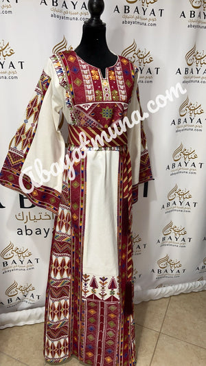 Ivory Traditional Embroidered Palestinian Thobe 9199039