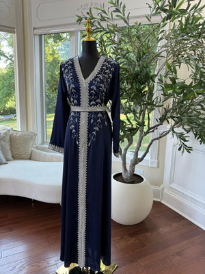 Blue Royal Floral Kuftan