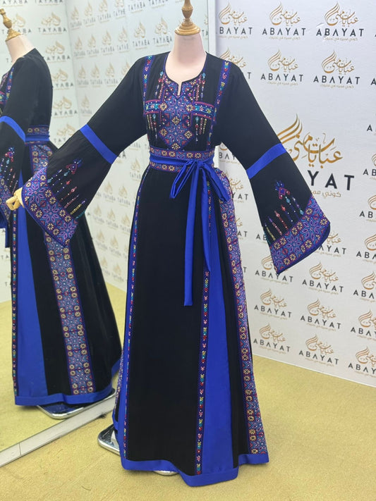 Black Embroidery Embellished Tatreez Thobe