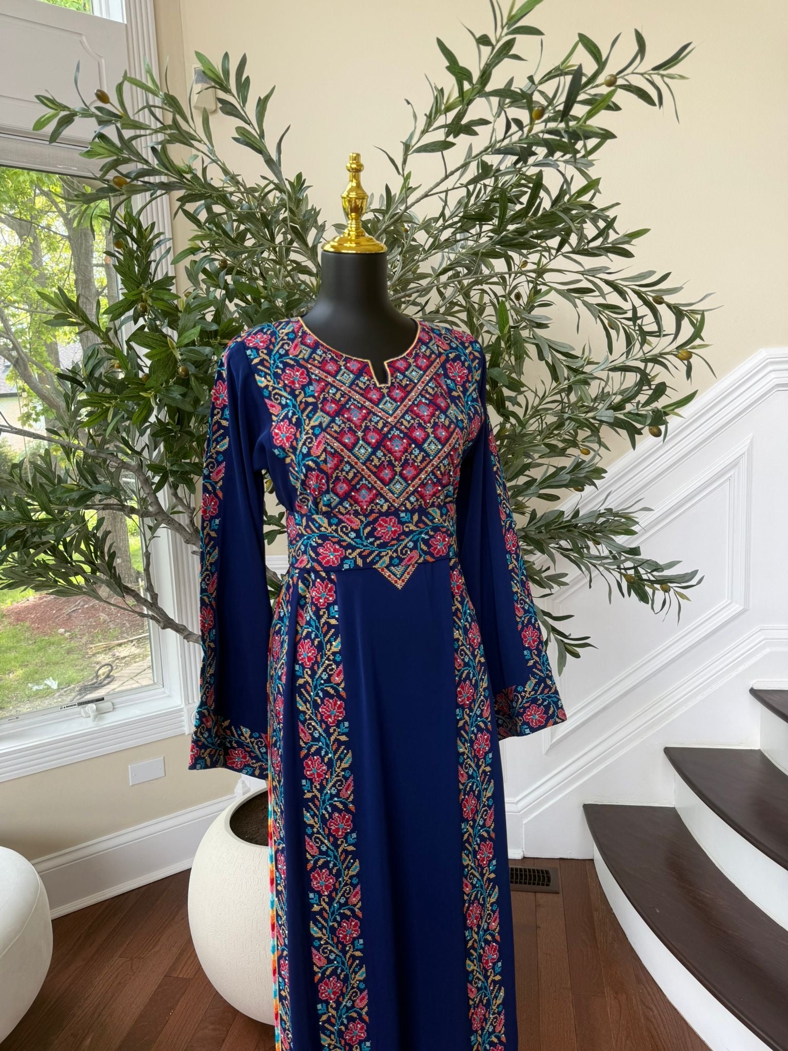 Elegant Blue Tatreez Thobe/A