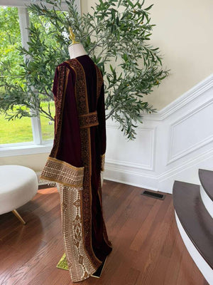 Red Velvet Embroidery Beaded Elegance Thobe
