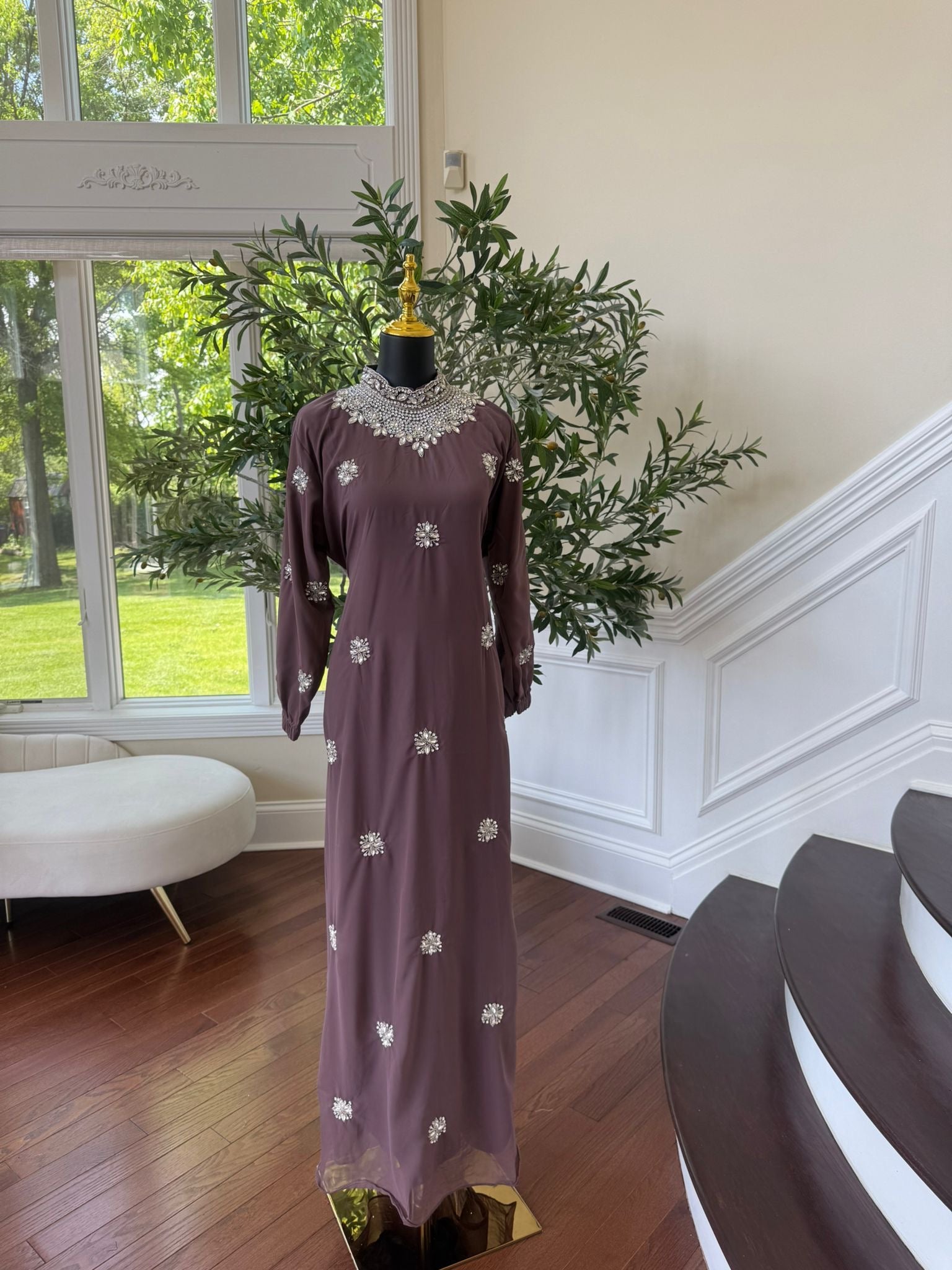 Radiant Mauve Bloom Maxi Dress