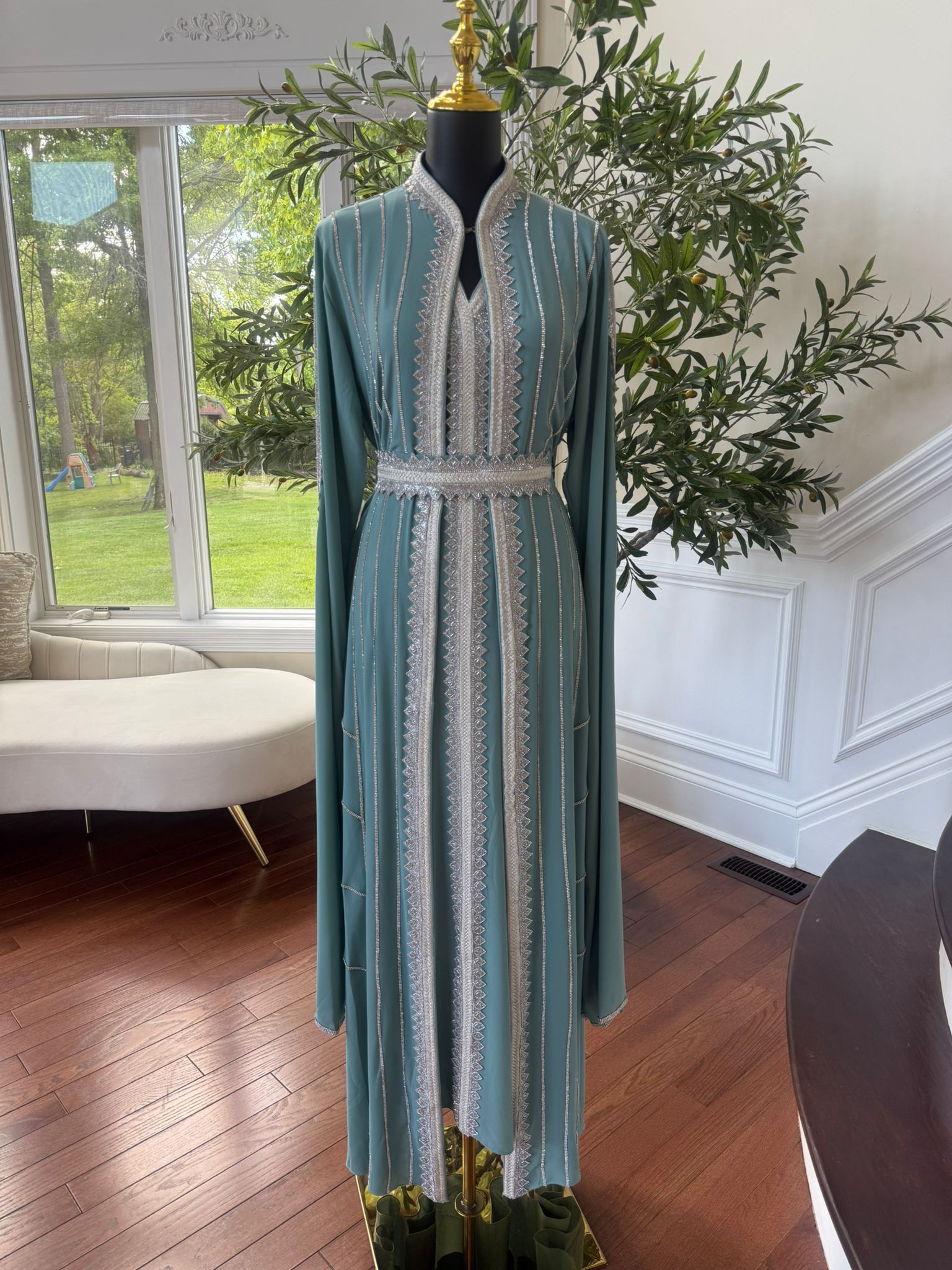 Elegant Mint Blue Kuftan