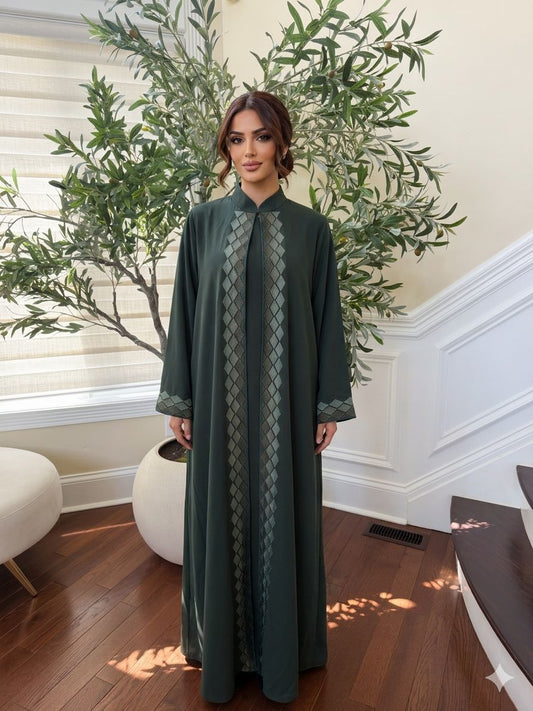 Green Two Piece Cardigan Abaya