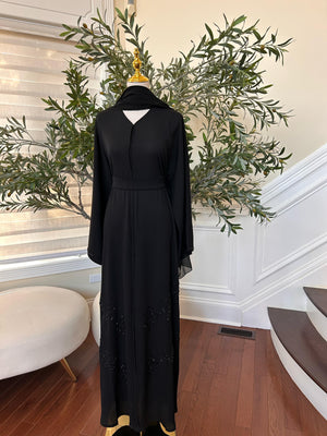 Black Beaded Crystal Abaya