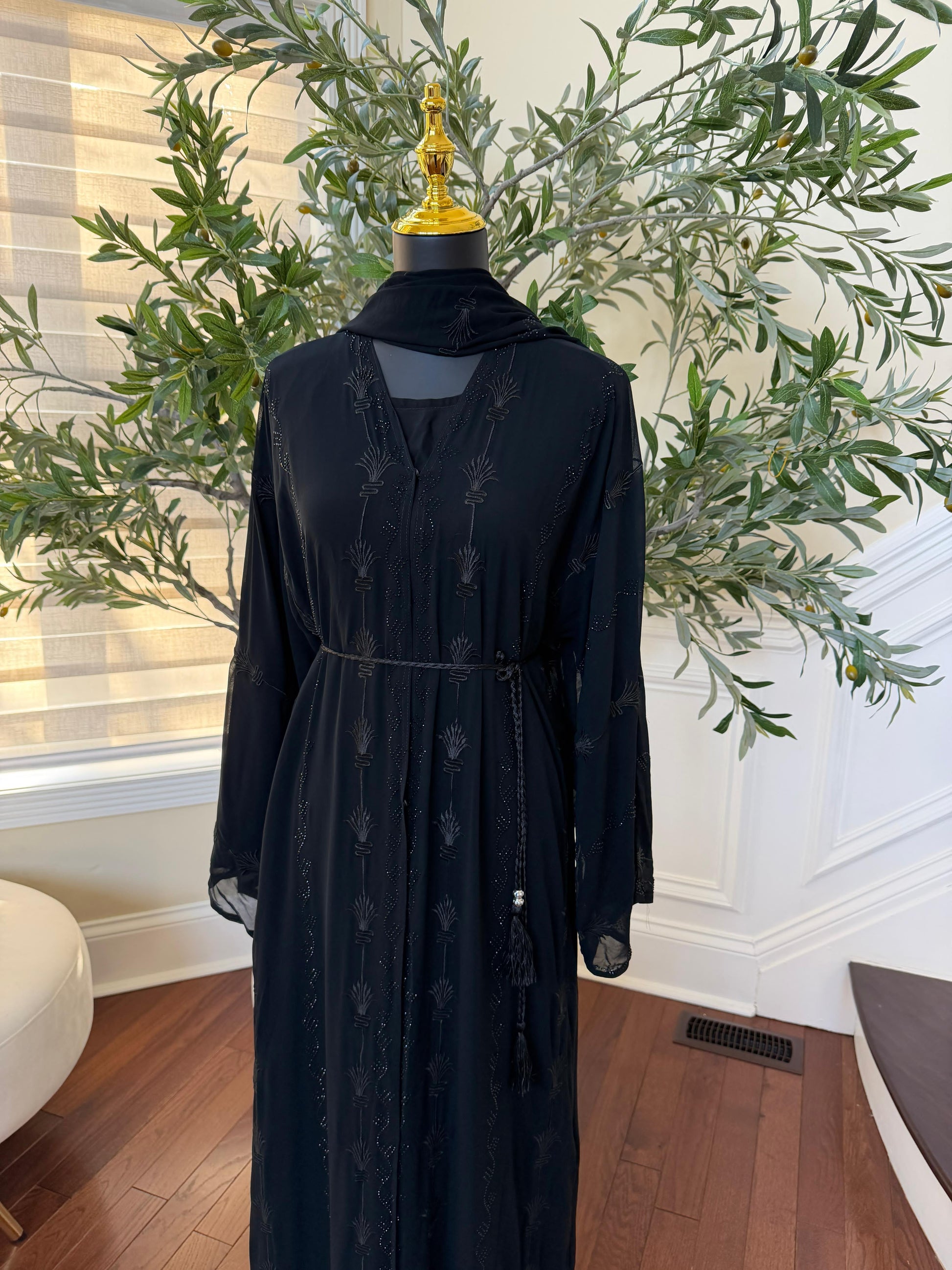 Ramadan Bloom Black Beaded Abaya