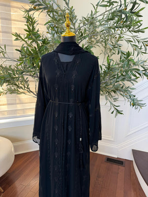 Ramadan Bloom Black Beaded Abaya