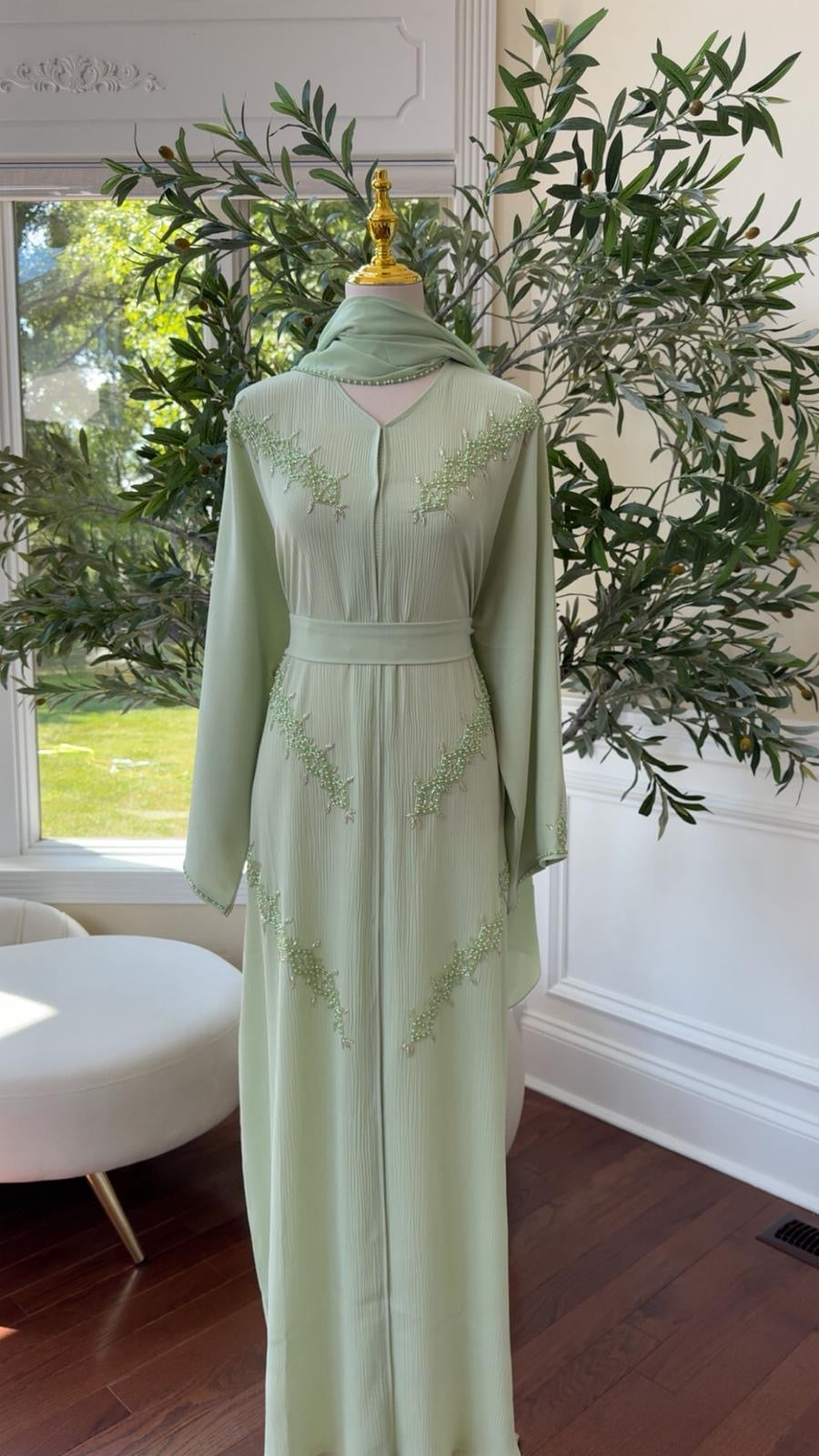 Light Green Charming Modesty Abaya