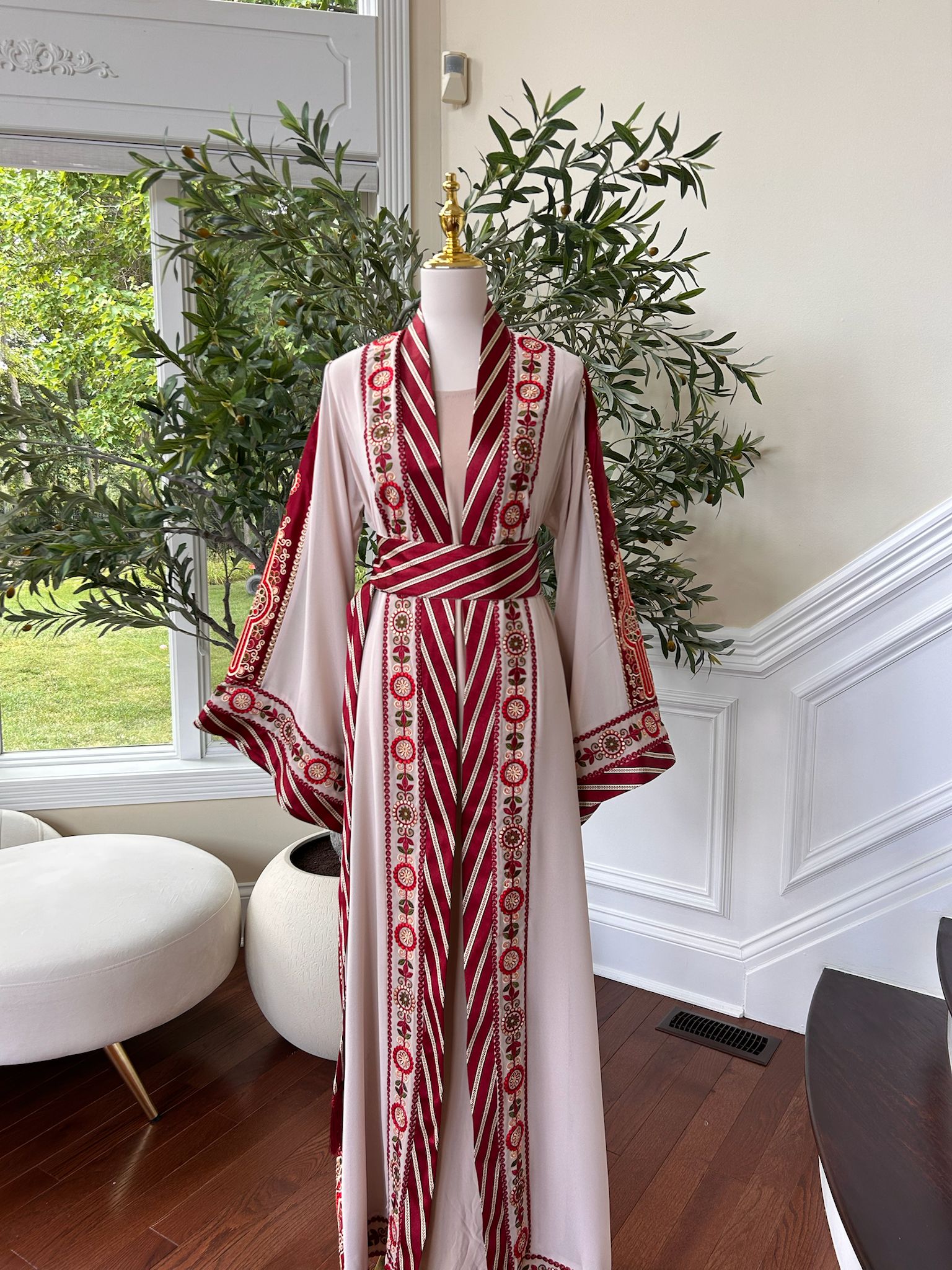 Cream Tatreez Two Piece Thobe