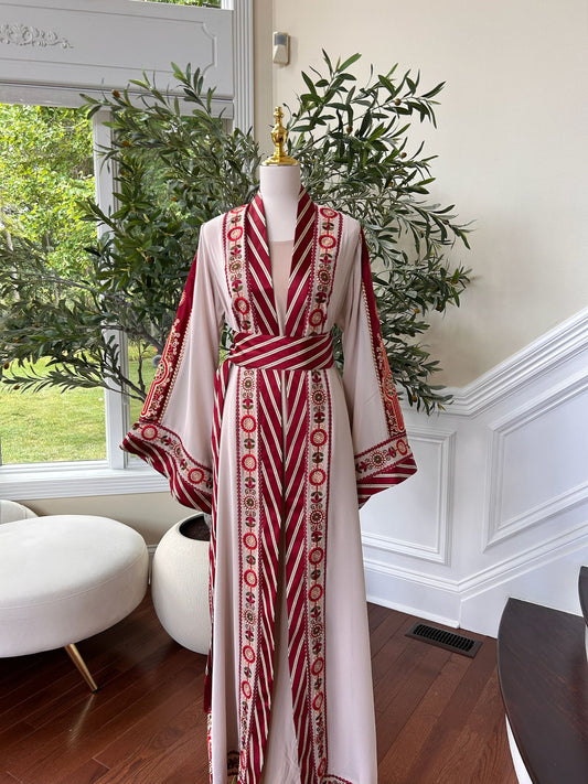 Cream Tatreez Two Piece Thobe