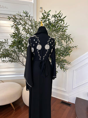 Black Beaded Charm Abaya