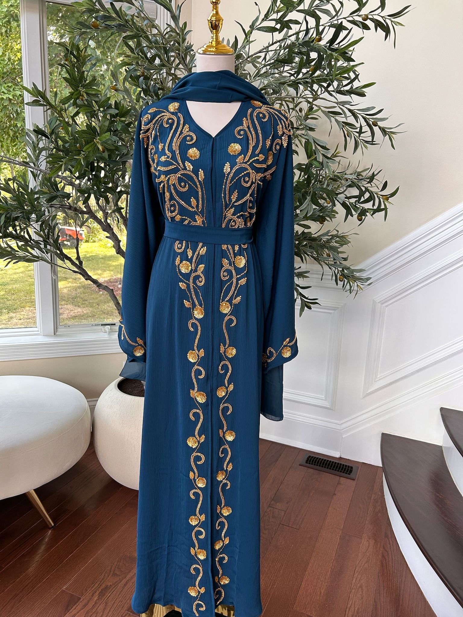 Turquoise Golden Essence Abaya