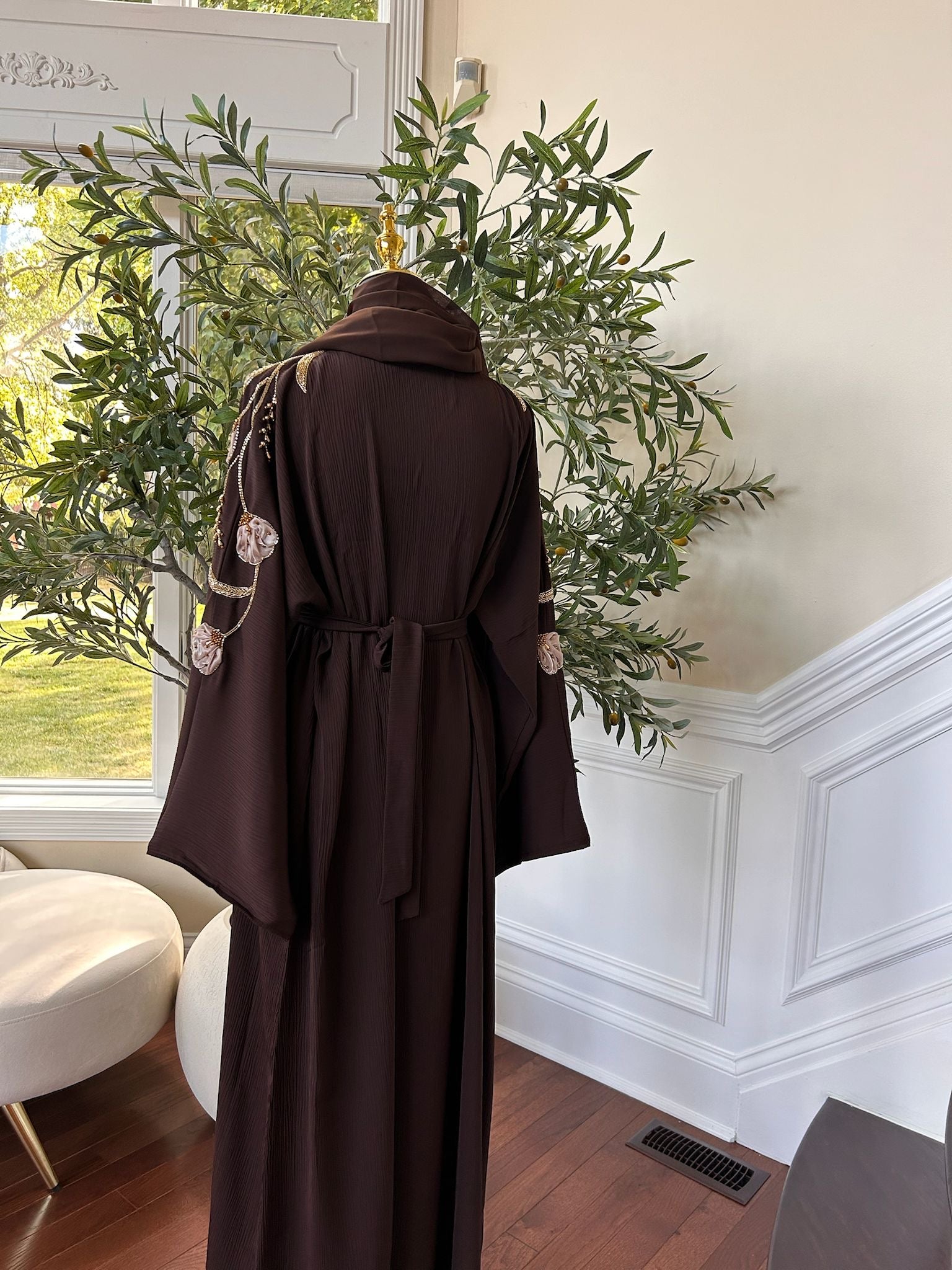 Brown Floral Essence Abaya