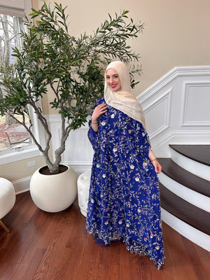 Elegant Floral Blue Dress