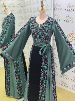 Embroidery Black Tatreez Teal Thobe