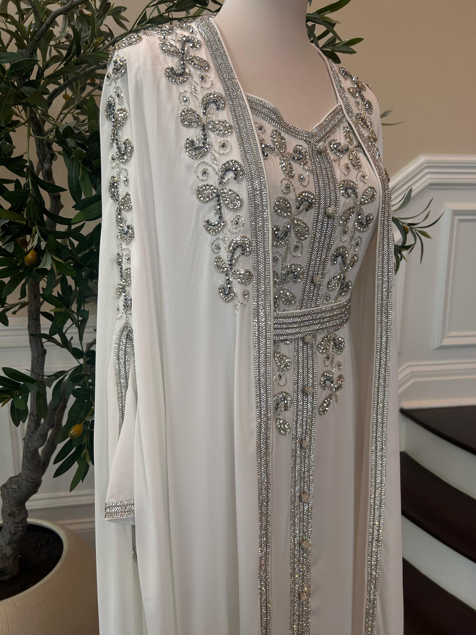 White Luxe Beaded Kuftan