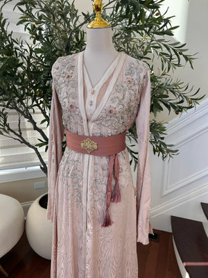 Light Pink Beaded Stone Kuftan