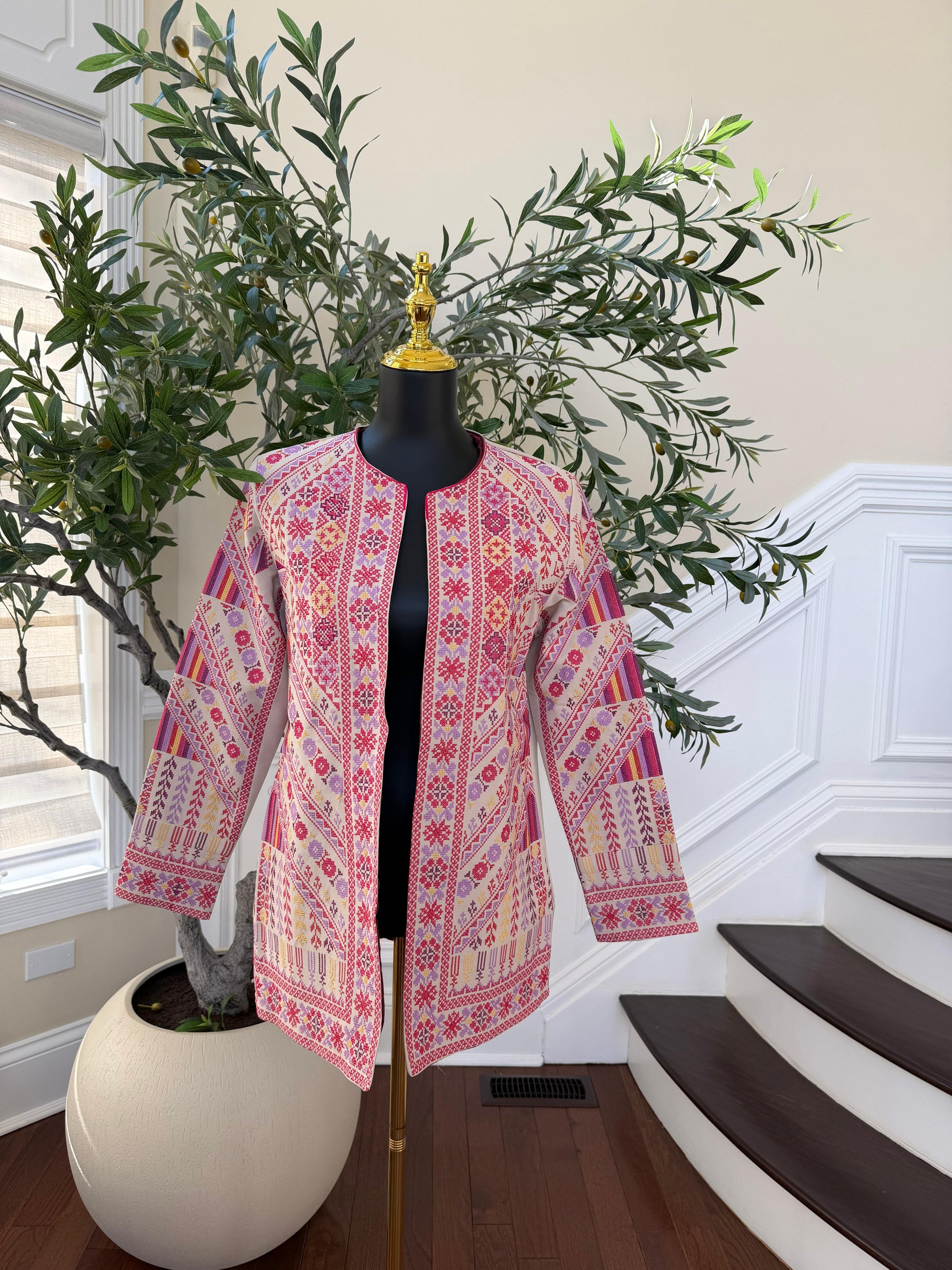 Pink Embroidery Tatreez Jacket