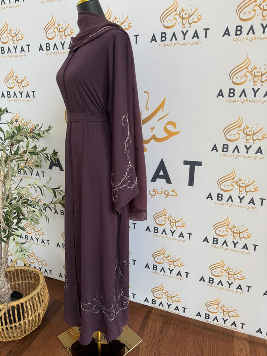Elegant Purple Floral Abaya