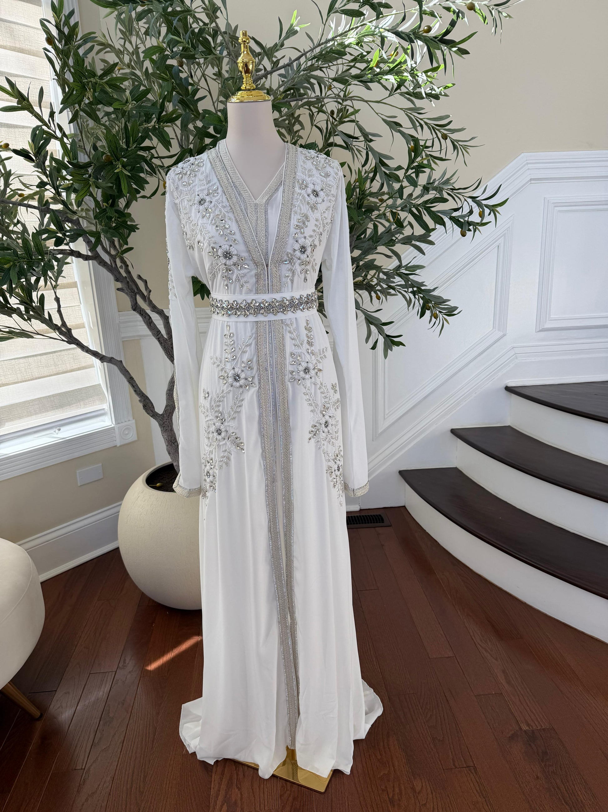 White Elegance Beaded Kuftan