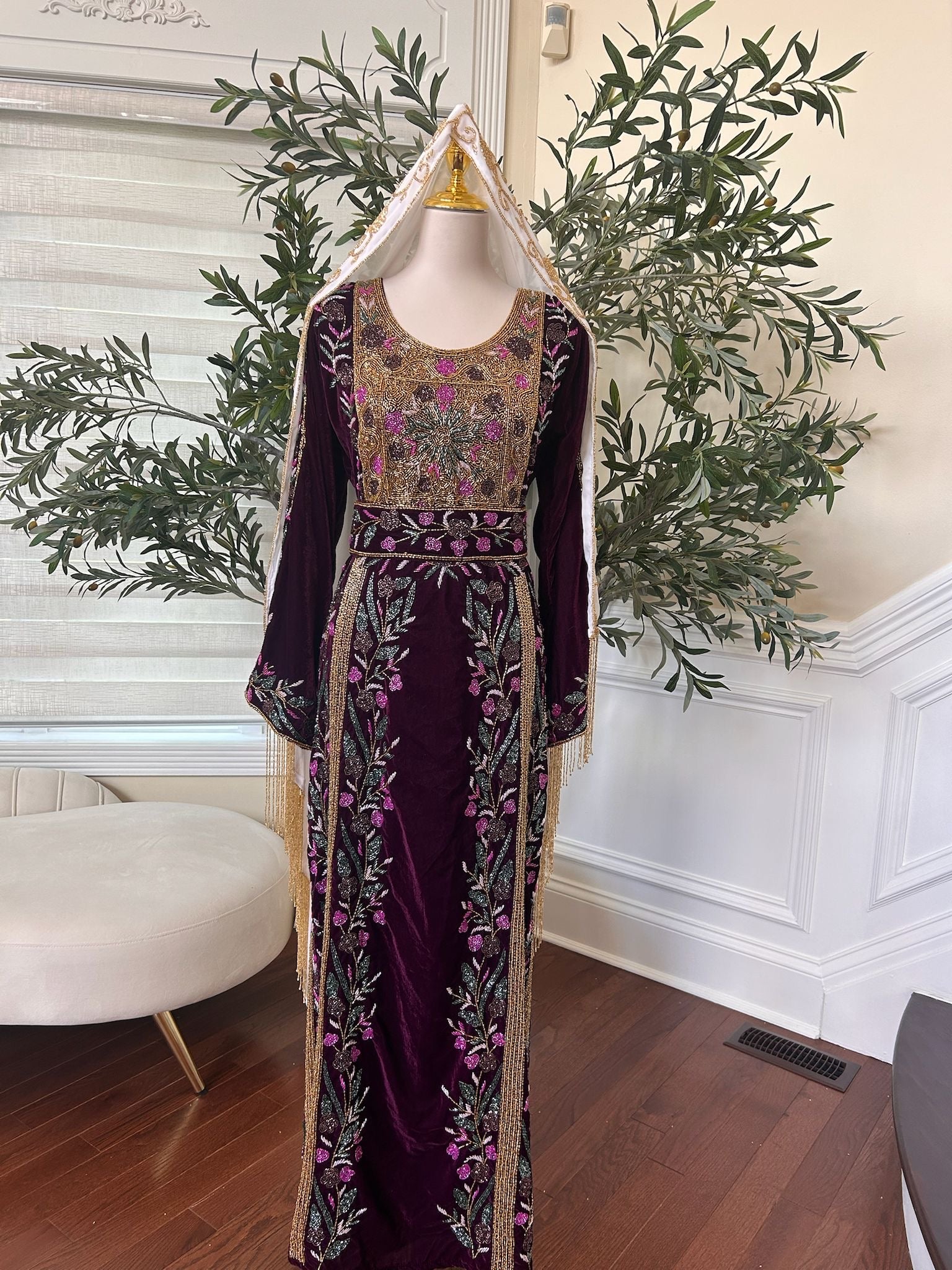 Purple Velvet Stone Thobe