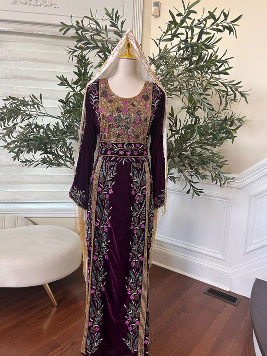 Purple Velvet Stone Thobe