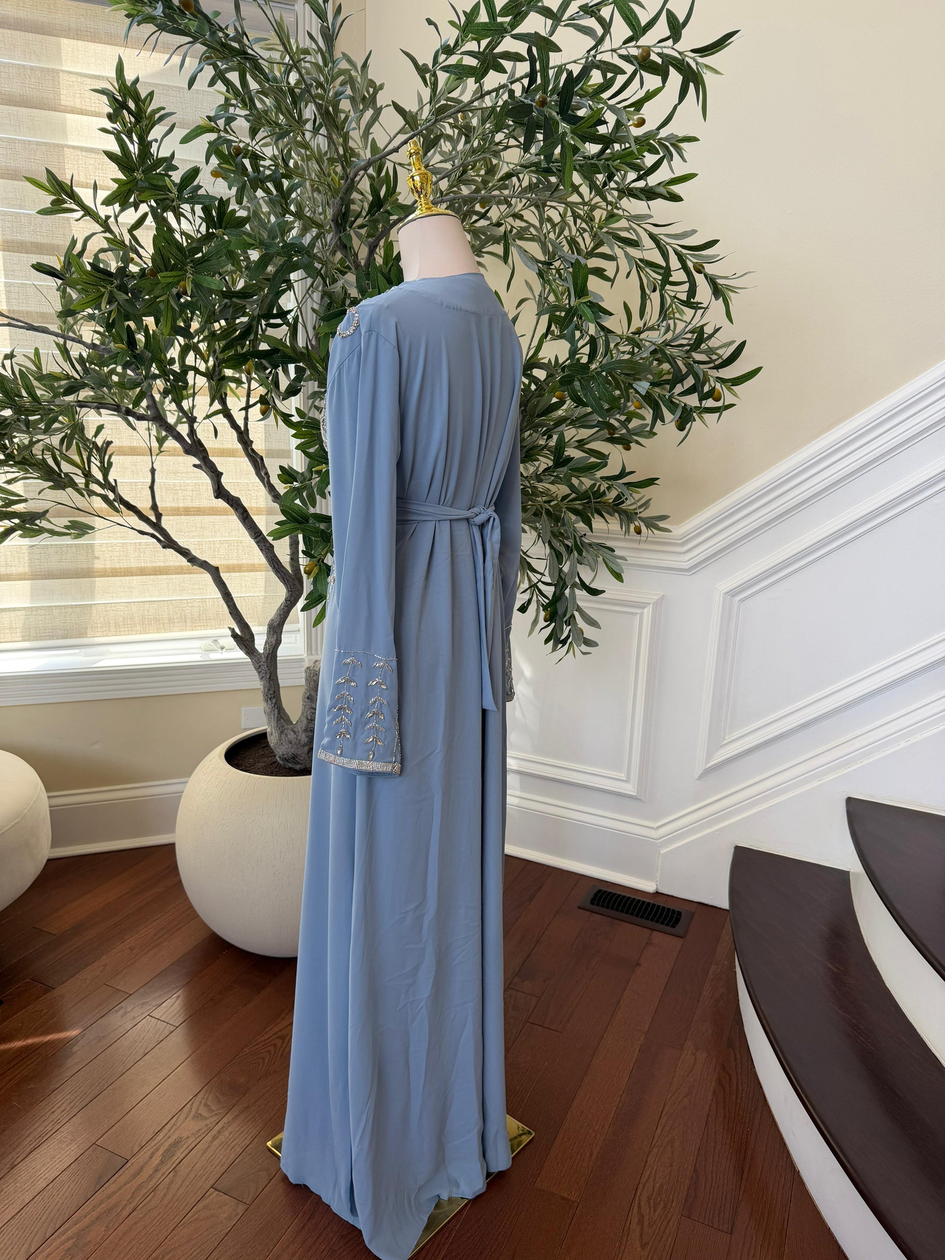 Baby Blue Beaded Two Piece Kuftan
