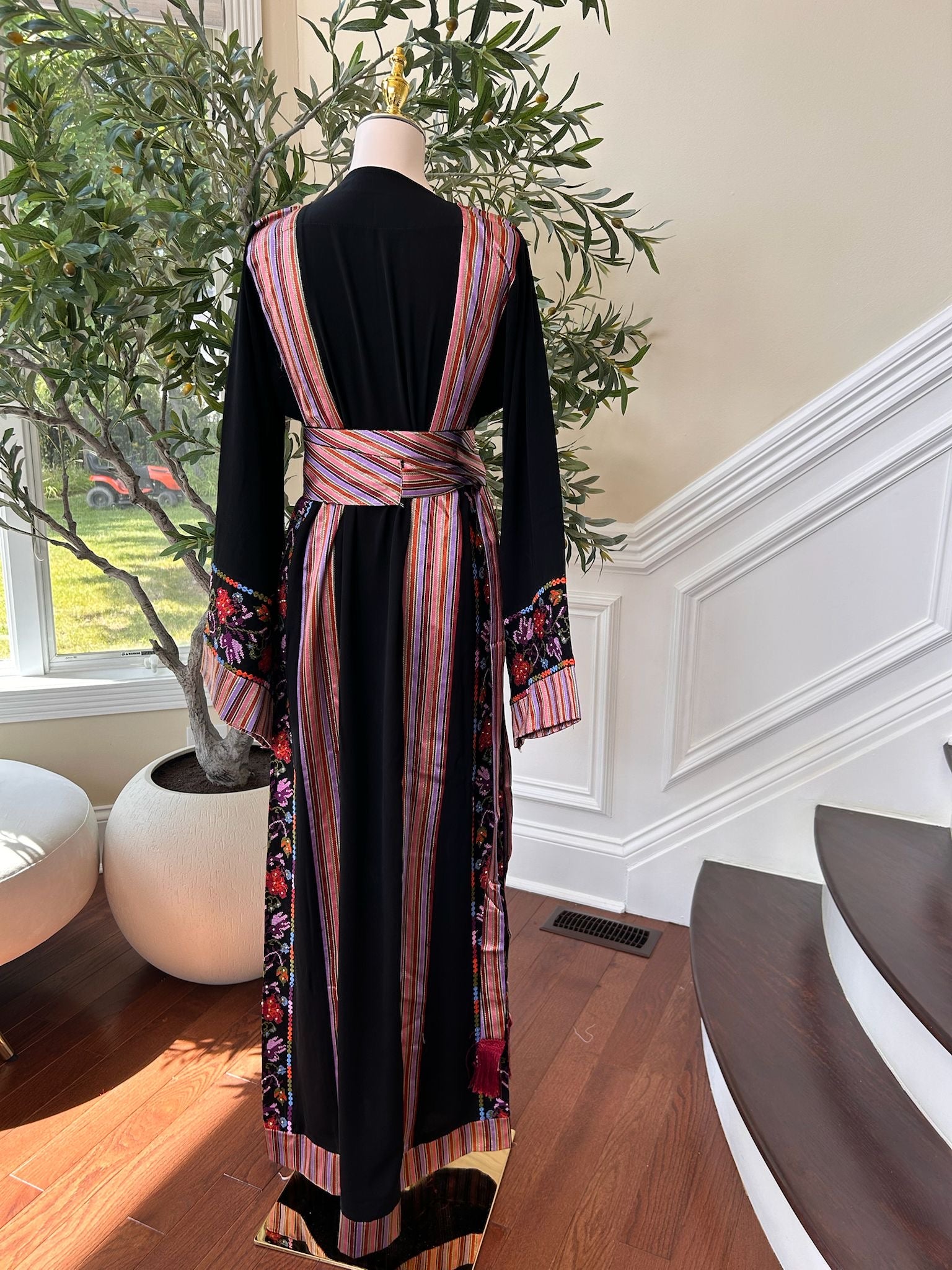 Embroidery Black Thobe Tatreez Detail