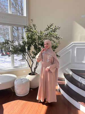 Floral Cream Charming Abaya