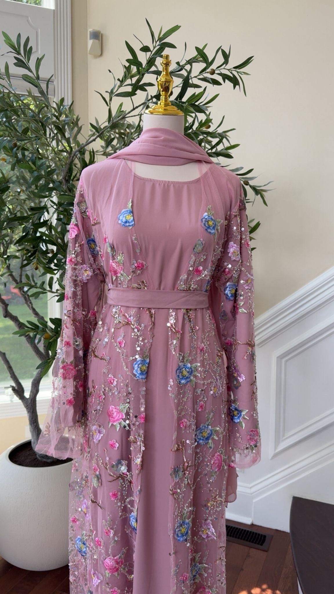 Blush Rose Petal Blossom Abaya