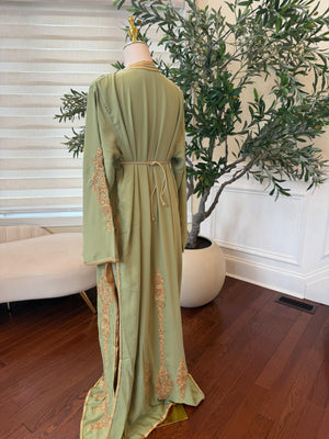 Sage Green Golden Embroidery Kuftan
