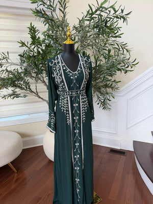 Emerald Green Beaded Rose Kuftan
